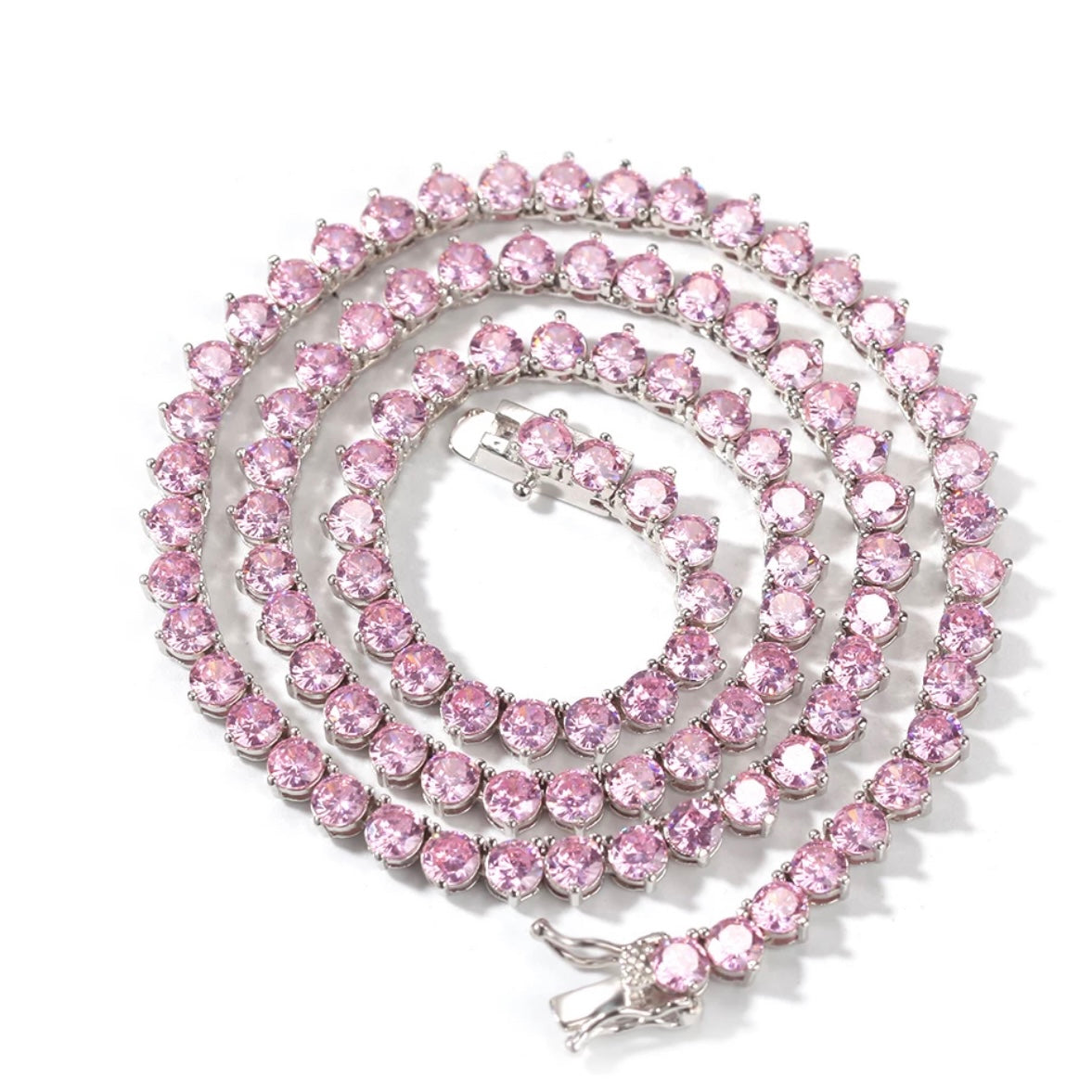 4mm Pink Tennis Chain Necklace – ShaeBlvd