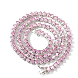 4mm Pink Tennis Chain Necklace